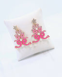 Cheerful Bow Tree Earrimg Pink