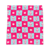 Throw Blanket - Checkered w/ Nutcrackers & Snowflakes - Pink
