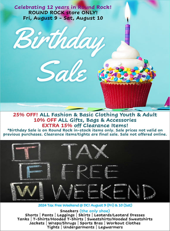 Round Rock Birthday Sale & Texas Tax Free Weekend