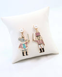 Mouse King and Nutcracker Earring Pink