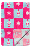 Throw Blanket - Checkered w/ Nutcrackers & Snowflakes - Pink