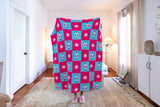Throw Blanket - Checkered w/ Nutcrackers & Snowflakes - Pink
